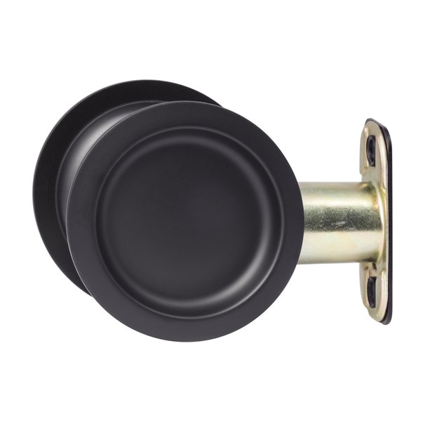 Sure-Loc Hardware Sure-Loc Hardware Round Pocket Door Pull, Passage, Flat Black DP-R01 FBL